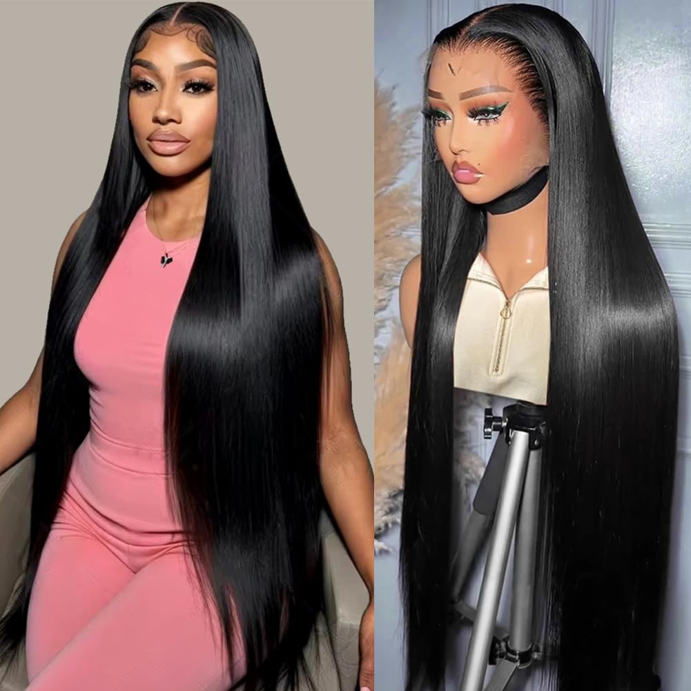 Mengkai 13x6 Lace Front Wigs Human Hair Pre Plucked Straight Human Wigs For Women HD Lace Frontal Wigs Human Hair With Baby 180% Density Straight Lace Frontal Wigs Human Glueless