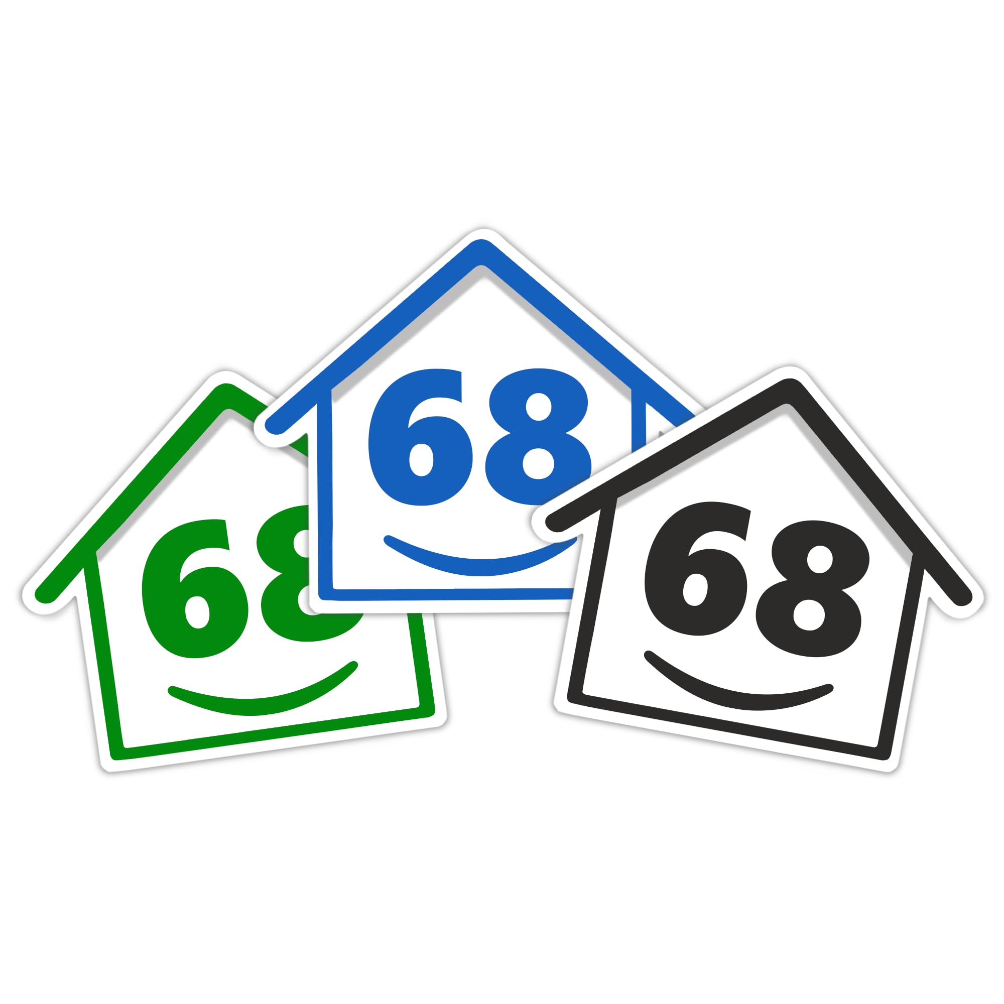 3 x Bin Numbers for Wheelie Bins, 1-99, 15cm ‘Happy House’ Colour Design Dustbin Stickers, Easy Application Stick On Number Stickers - Weatherproof Self Adhesive Vinyl – Blue, Black and Green (14) — view 65