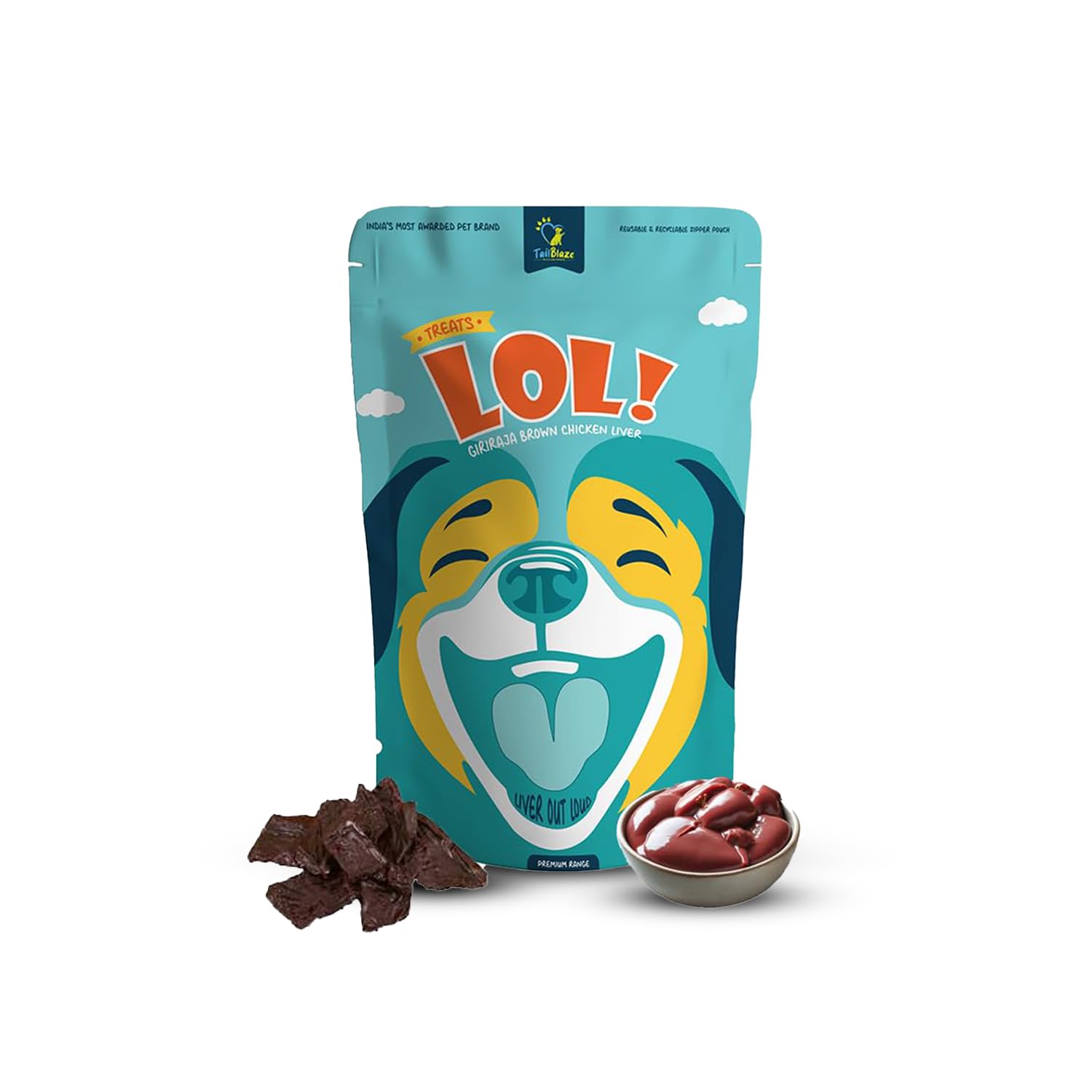 TailBlaze LOL! Easy Training Organic Dog Treats - Grain-Free, Rawhide-Free, Chicken Liver, 100g, Ideal for Adult Dogs & Puppies, All Breeds, High Protein, No Wheat, Corn, Soy