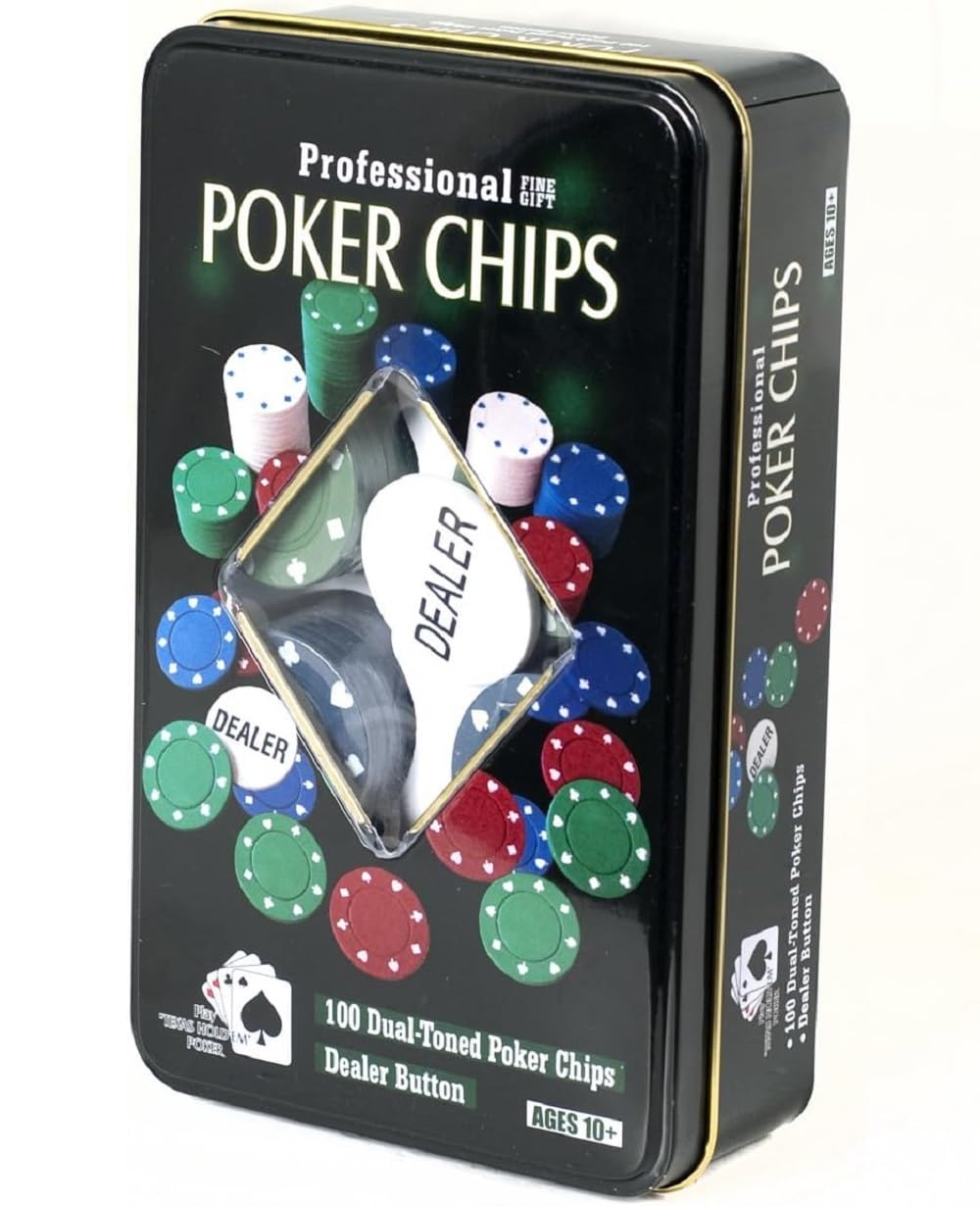 FunBlast Poker Chips, 100 Pcs Dual Toned Poker Chips with Dealer Button, Poker Coins Set in Portable Tin Box, Family Board Games, Poker Coins for Children and Adults (Multicolor) (B0CL6JL1XL) Amazon Price History, Amazon Price Tracker