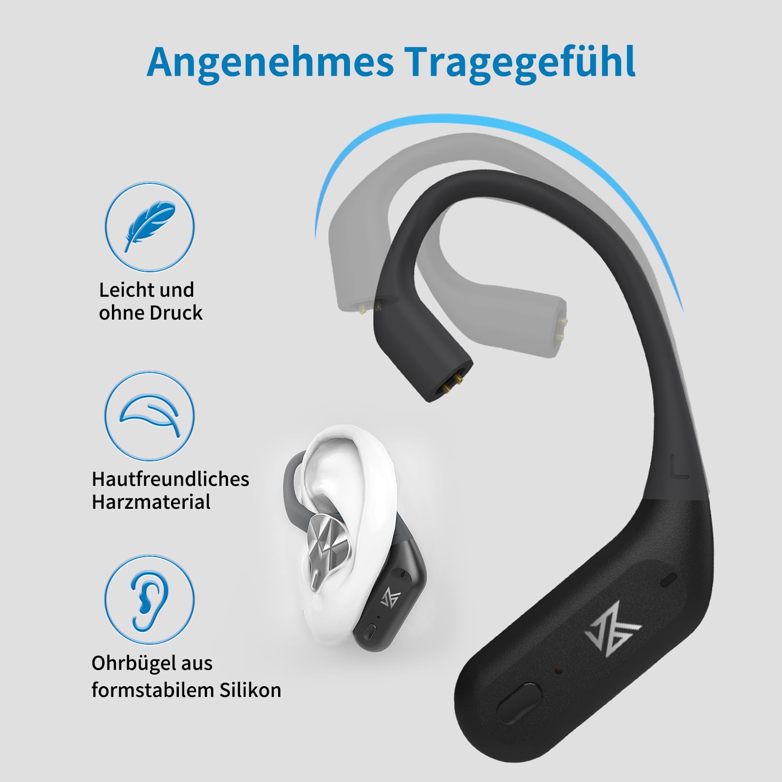 KZA COUSTICS AZ09 PRO Auricolari Bluetooth Accessori Wireless Adattatore Bluetooth Non incluso Cuffie adatte per KZ Zas Zax ZS10 Pro e altri 0.78 0.78mm 2Pin C-Pin Cuffie