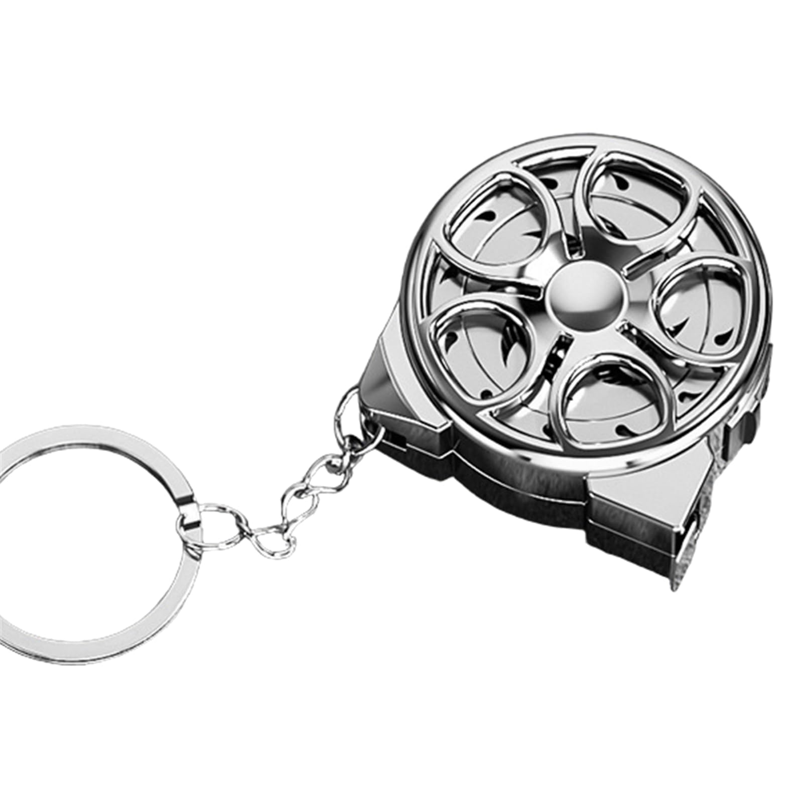 Tape Measure 2m/6.5ft – Keychain Tape Measure Metric & Imperial, Mini Hollow Waterproof Steel Retractable Portable Keyring Pull Ruler Measuring Tape (Silver)