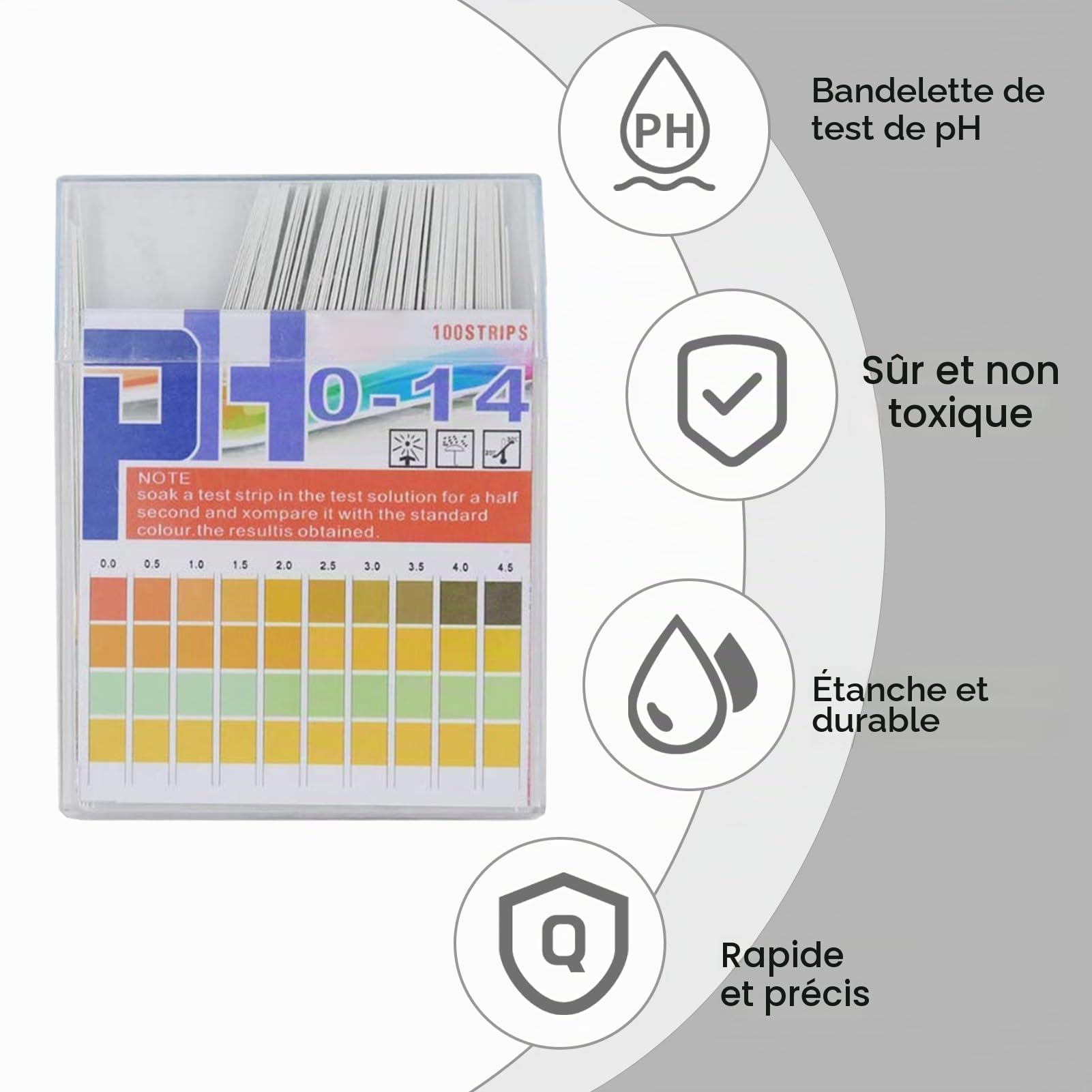 Boîte De 100 Feuilles De Papier De Test Acide Et Basique Ph 0 À 14, Qualité Supérieure, Grande Zone De Test Pour L'eau Et Les Nitrates