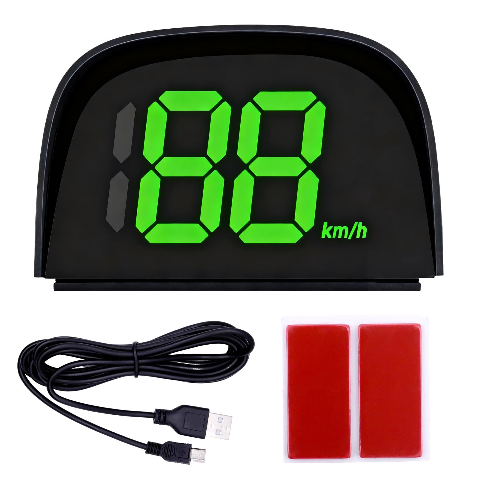 Tachimetro GPS digitale per display HUD auto, indicatore di velocità auto con parasole, misuratore di velocità GPS preciso per auto, moto e scooter elettrici, display LED a grande schermo, plug & play