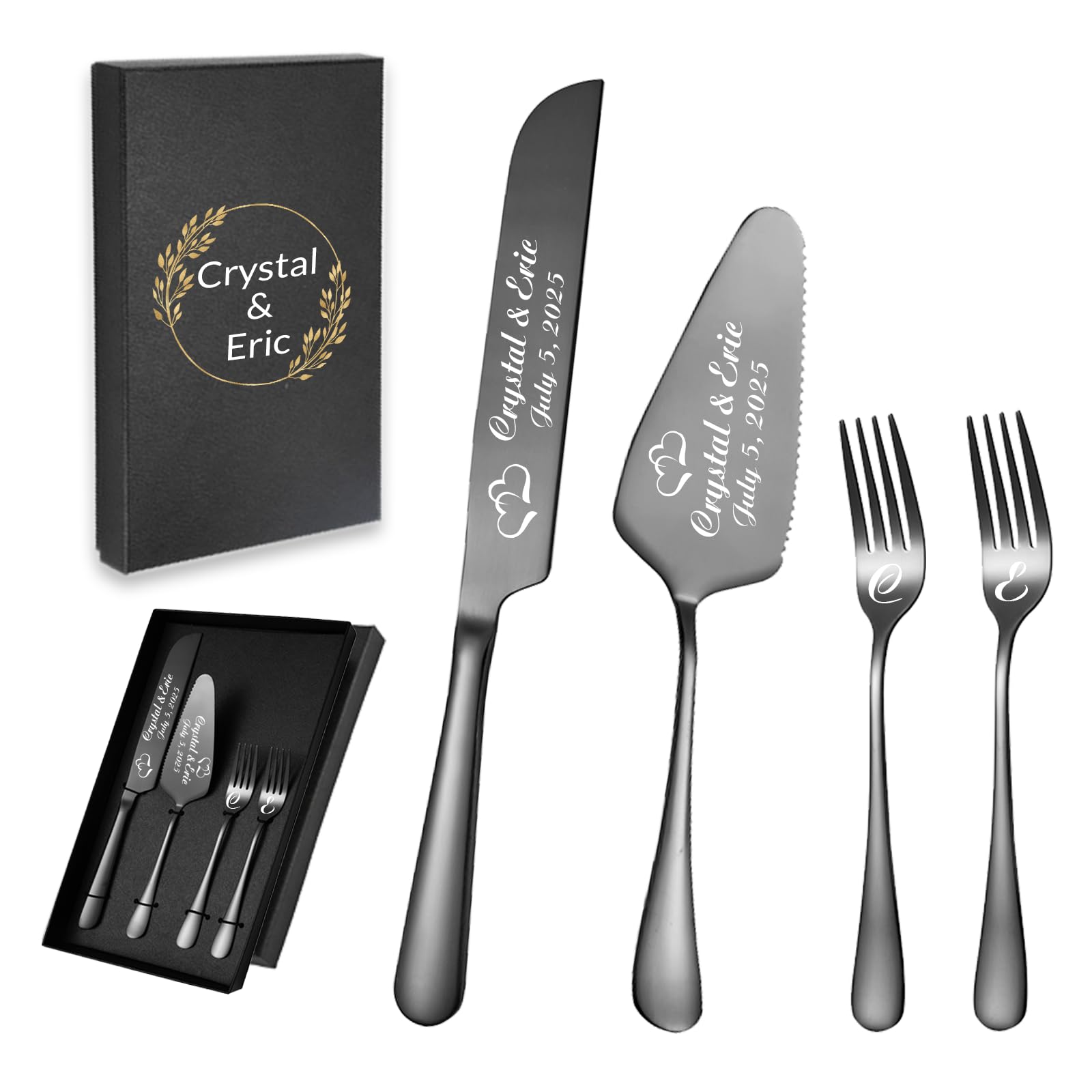 Personalized Wedding Cake Knife Set - Stainless Steel -12 Personalized Wedding Cake Knife Set - Stainless Steel -12