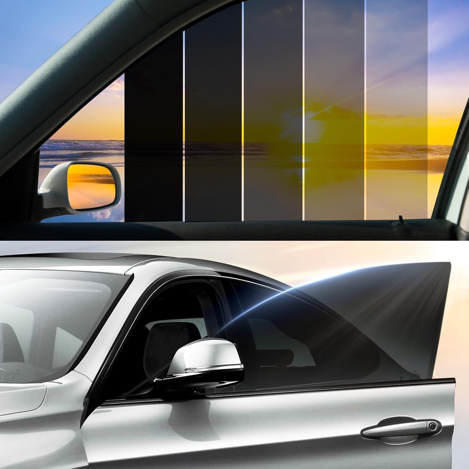 Vepagoo Getinte folie auto, ruitgetinte folie auto, 35% VLT - lengte: 610 cm, breedte: 61 cm, blokkeert uv-/IR-stralen, hitte en schittering - krasbestendige autoruitfolie Heat & Glare