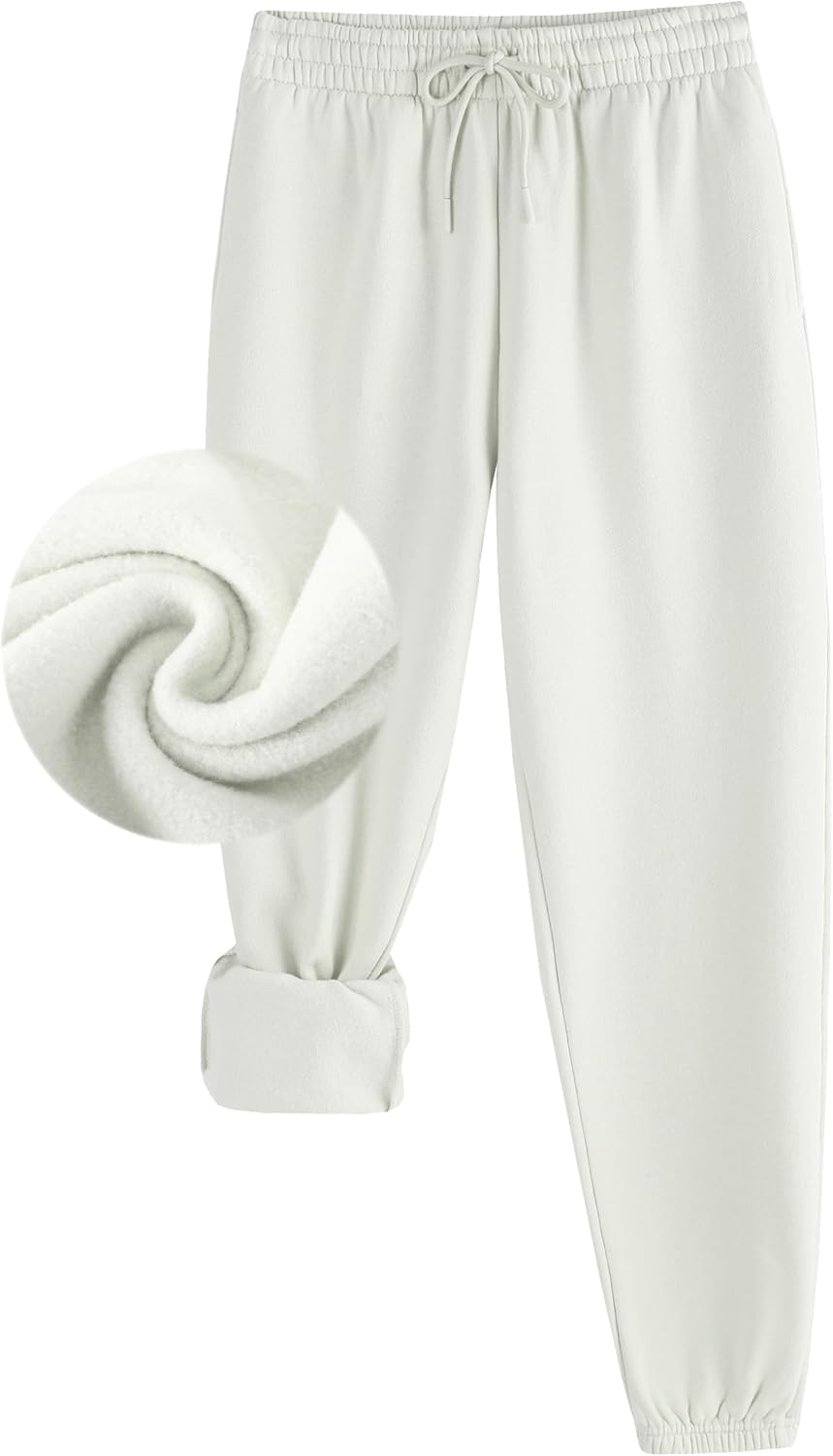 Tronjori Womens High Waisted Pull on Baggy Fleece Lined Sweatpants Fall Winter Athletic Joggers Lounge Trousers Cinch Bottom - Image 3