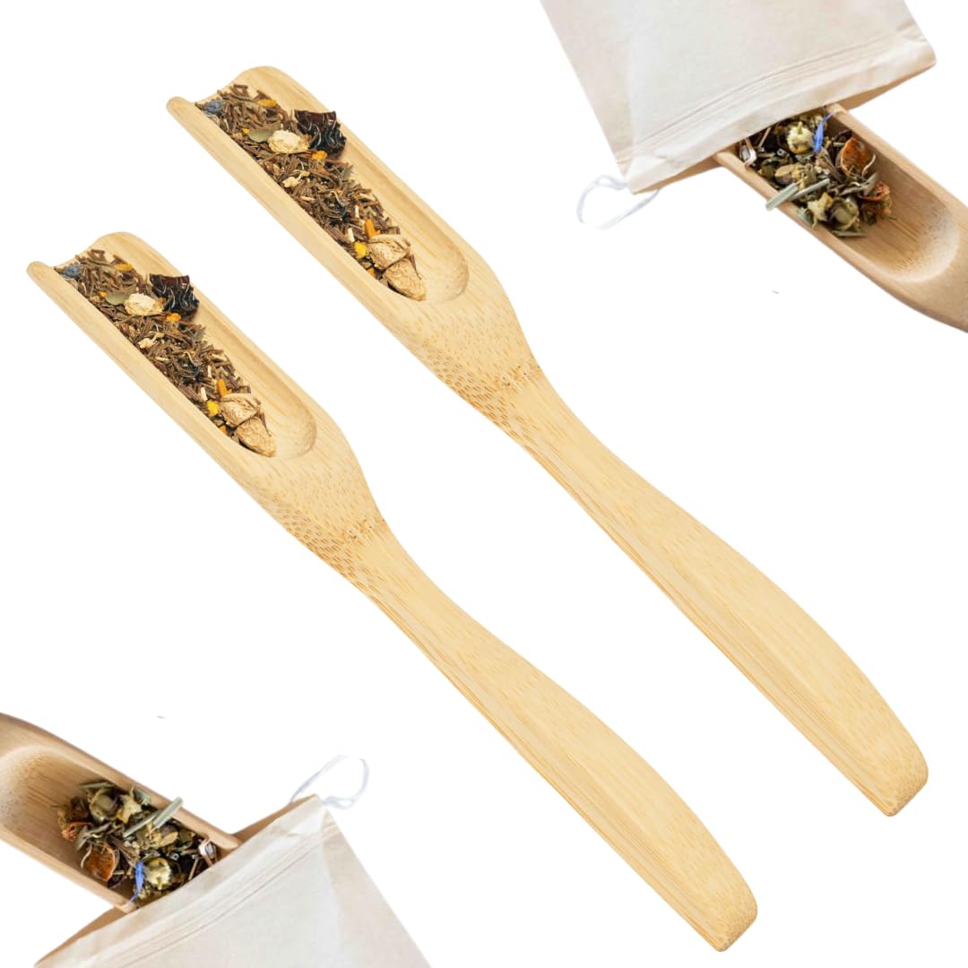Juego de 2 cucharas de té de bambú | Cucharas dosificadoras de bambú prácticas y duraderas, ideales para té, café, matcha, especias y sal