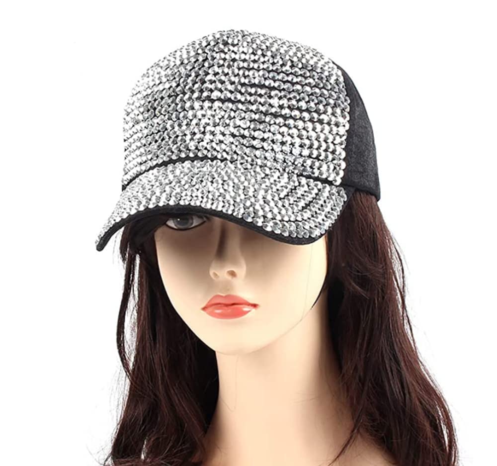 Sombreros de Béisbol Brillantes, Gorra de Béisbol Ajustable con Cristales de Diamantes de Imitación para Mujer