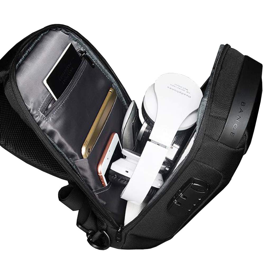 Oxford - Mochila cruzada en el pecho para hombres y mujeres, para viajes, deportes al aire libre, táctica, caminar, senderismo, escalada, antirrobo, con cerradura, color negro 6