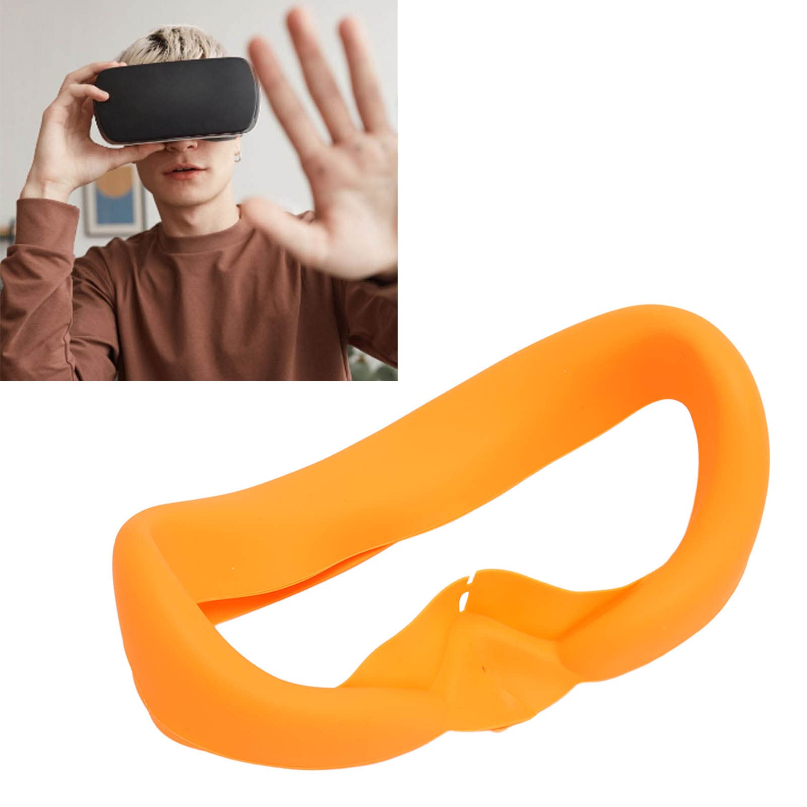 Waterdicht Wasbaar VR-gezichtskussen voor PICO 4 VR-bril, Zachte Siliconen, Ergonomisch Ontwerp, Volledig Gesloten, Zweetbestendig (ORANGE
