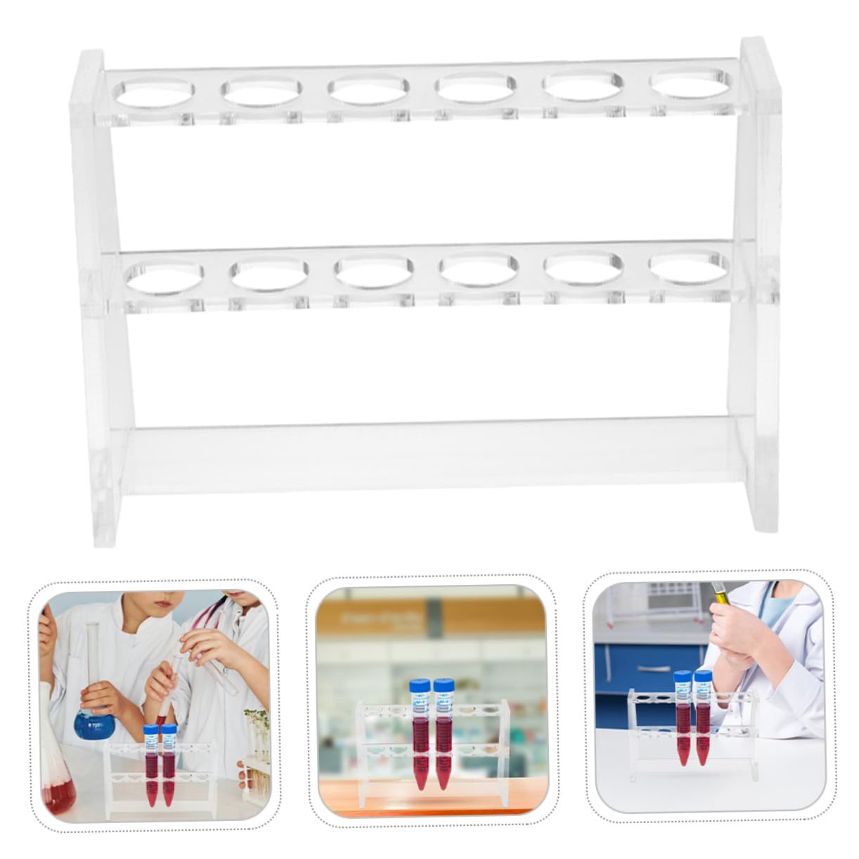 PRETYZOOM 8 Pezzi Supporto Trasparente per Provette Portaprovette con Organizer Laboratorio per Chimica e Biologia Struttura Stabile per Gestione Efficiente Campioni