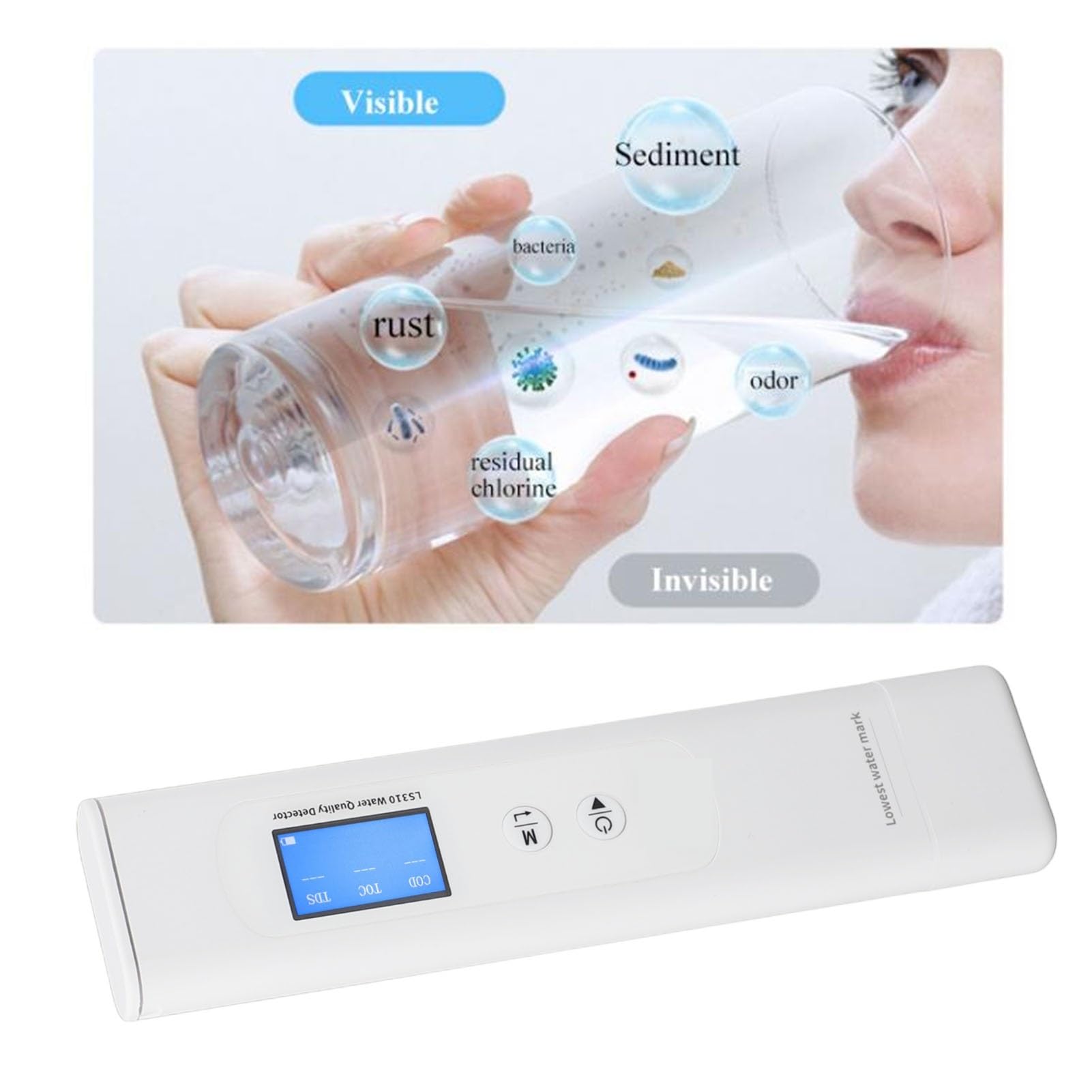 Testeur d'eau, Testeur de qualité l'eau 6 en 1, Portable, Haute précision, TDS, EC, DCO, for Une Mesure Rapide, Stylo Test