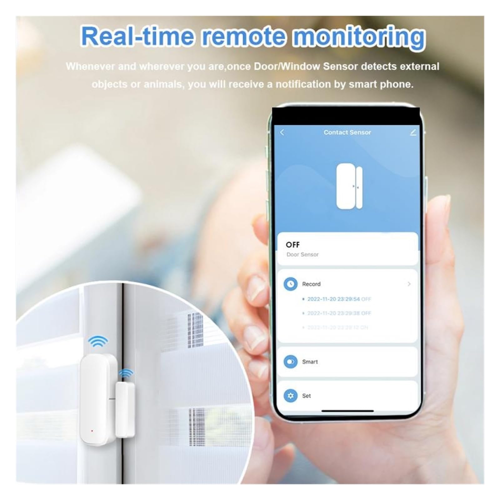 Sensor de puerta inteligente Tuya ZigBee, detectores de puerta abierta y cerrada, protección de seguridad inteligente for el hogar, Control de vida inteligente a través de Alexa Home(8pcs)
