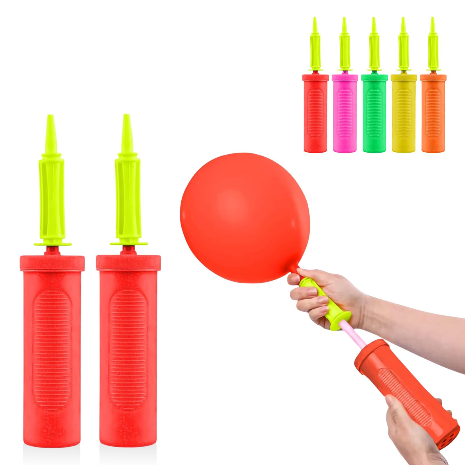 AEX Pack of 2 Balloon Pump - Hand Manual Inflator Ball Pump for Balloon Arch Kit Confetti Balloon Party Balloons Garland Pump suitable for Fitness and Yoga Balls(Red)