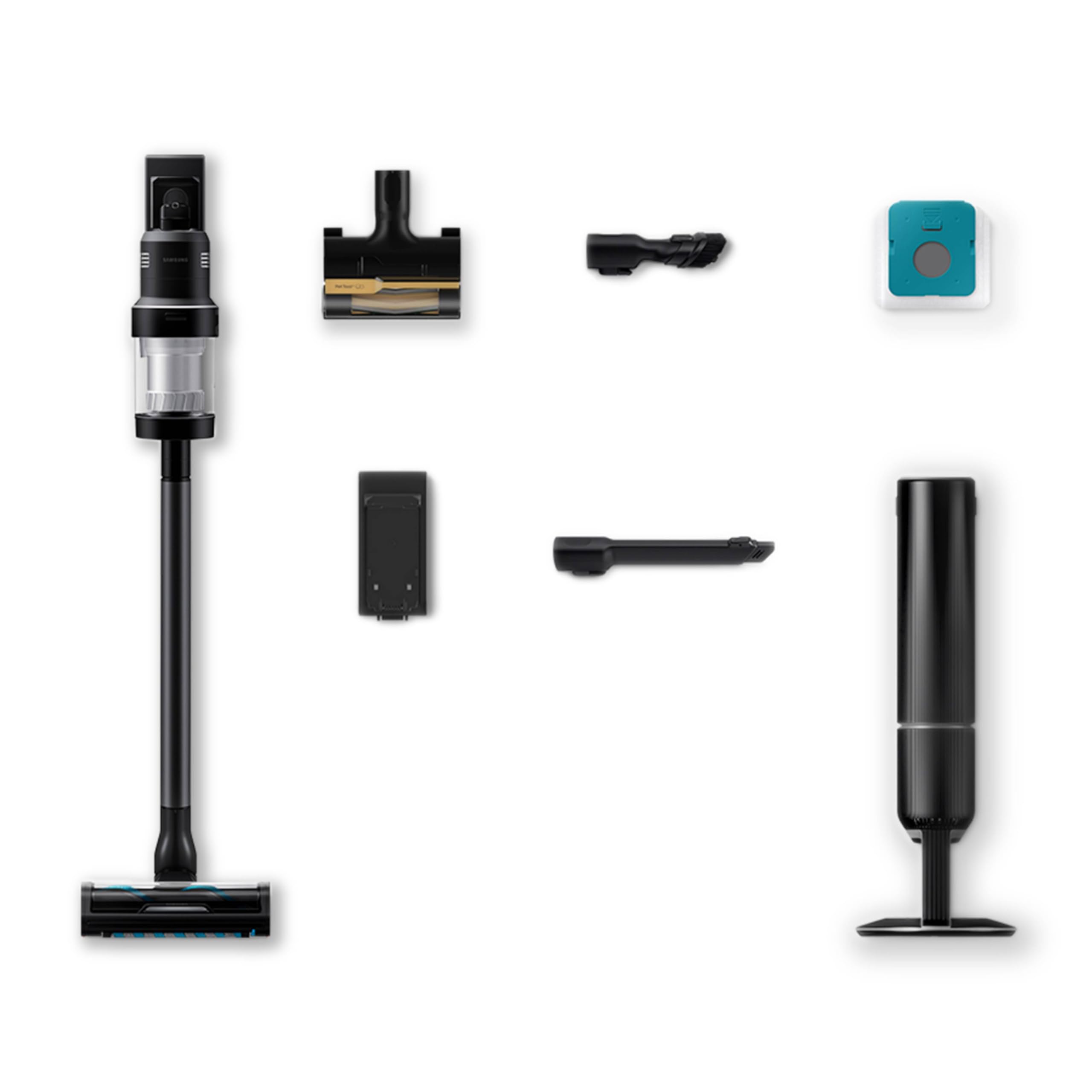 SAMSUNG BESPOKE Jet AI Cordless Stick Vacuum Cleaner w/ All-In-One Clean Station, 280AW Suction Power, Longest Battery Life, Multi Surface Floor Brushroll, Lightweight, VS28C9762UK, 2023, Satin Black