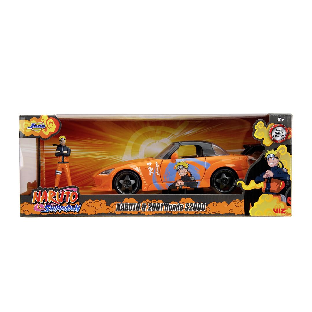 Jada Toys Naruto Auto Honda S2000 2001 (20 cm) con personaggio Naruto Shippuden (7 cm) - Modellino auto con parti apribili, set di giocattoli in metallo per fan e collezionisti a partire dagli 8 anni