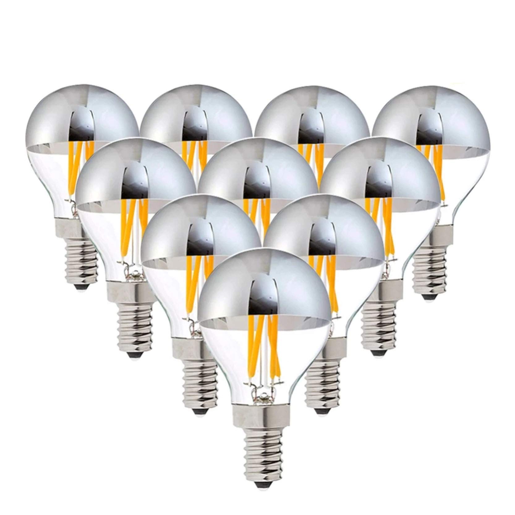 G45 Globe E12 Lampa LED Srebrne Lustro 4W Retro Żarówka LED Filament 110V Ciepła Biel 2700K Dekoracyjne Światło Ściemnialne (Rozmiar: E12 110V)
