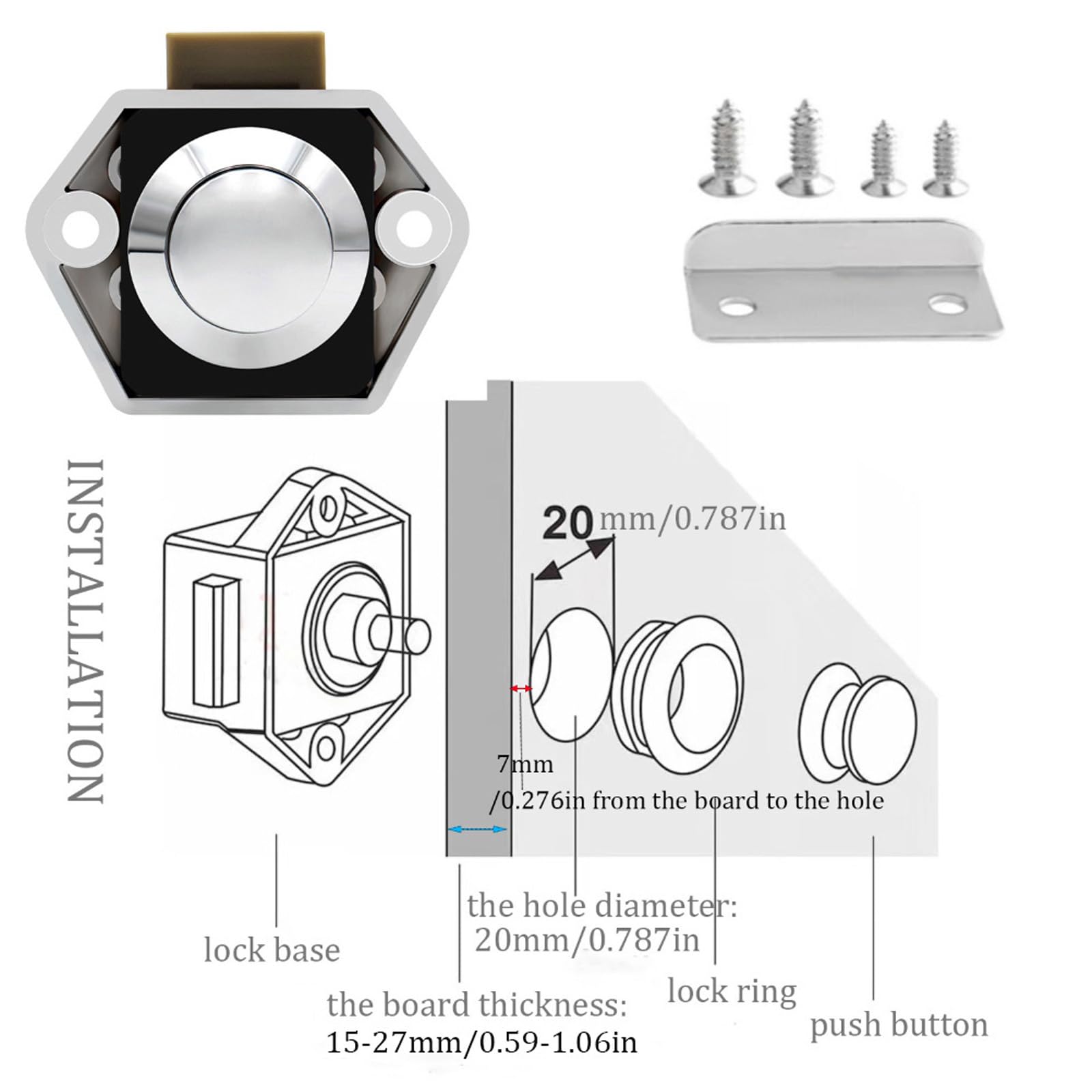 Lot De 5 Verrous De Voiture Pour Camping-Car, Bateau, Armoire, Tiroir