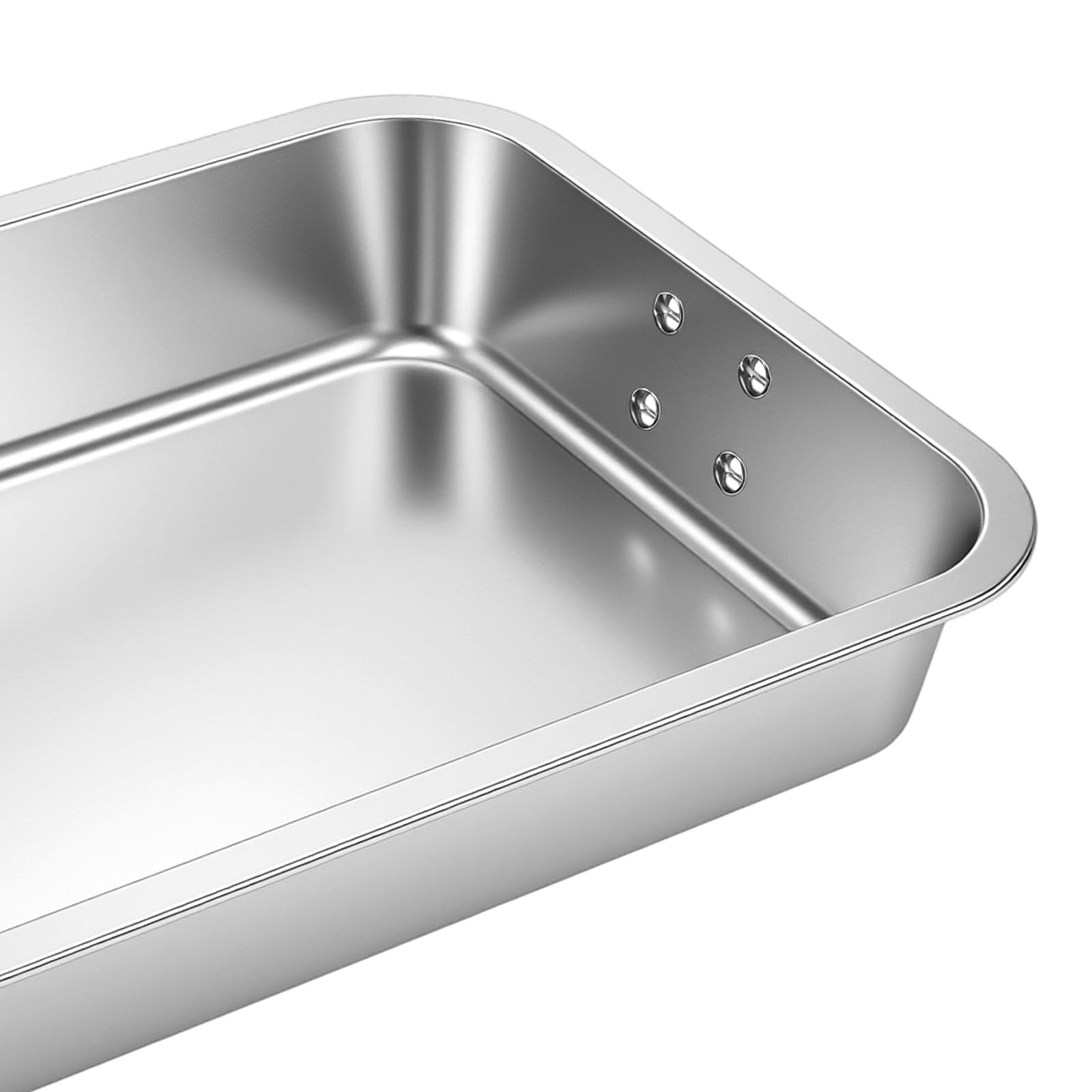 2 bandejas grandes para hornear, de acero inoxidable con asa, 40 cm, bandeja de horno extragrande para carnes grandes, verduras