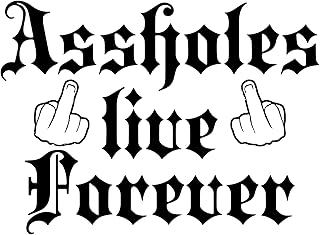 (3PCS) Asshole Live Forever Sticker, 3 Inches, Black, Humorous, Letter Print, Vinyl, Waterproof, Sticker, Book Stickers