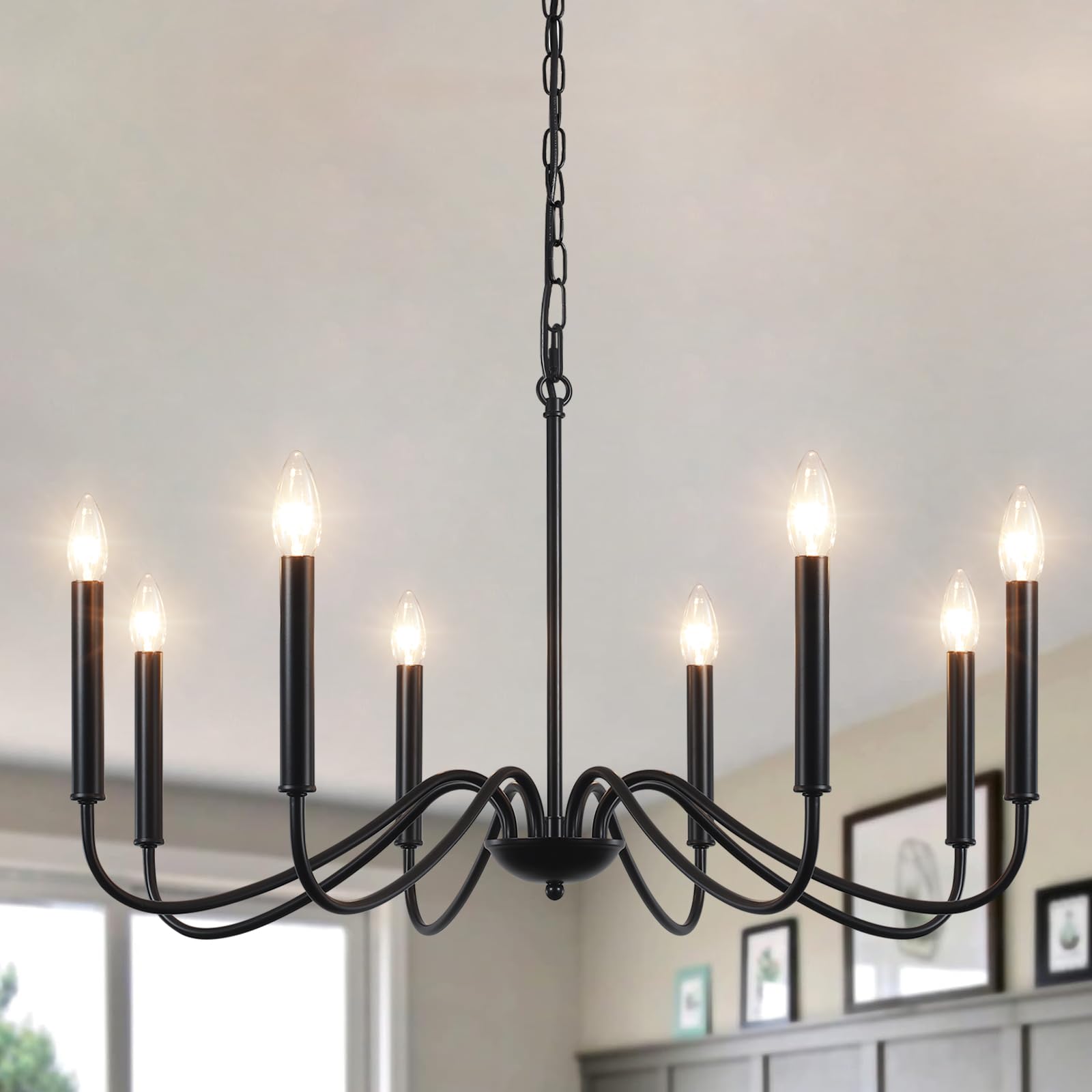 Black Chandeliers for Dining Room 8 Lights Modern Farmhouse Chandelier