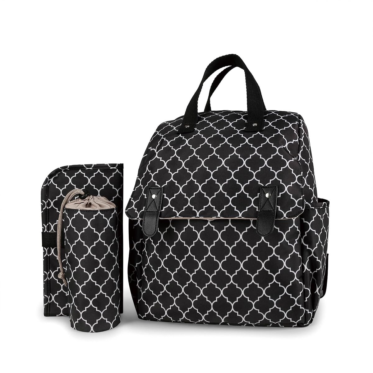 Sonarin Unisex Infant Black Versatile Baby Changing Bag Backpack,Multifunctional Diaper Bag Nappy Changing Bag Maternity Bag Convertible Shoulder Bag Tote Bag With Changing Pad & Insulated Bottle Bag(Black)