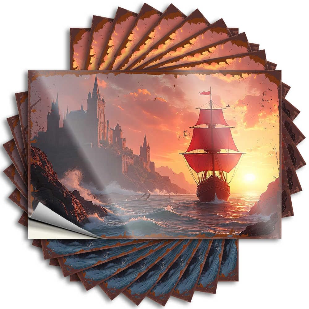 Cute Decal, Housewarming Gift Bumper Castle By The Sea: A Pirate's Sunset Adventure | Funny Quote Alcohol Decals(8X12CM)