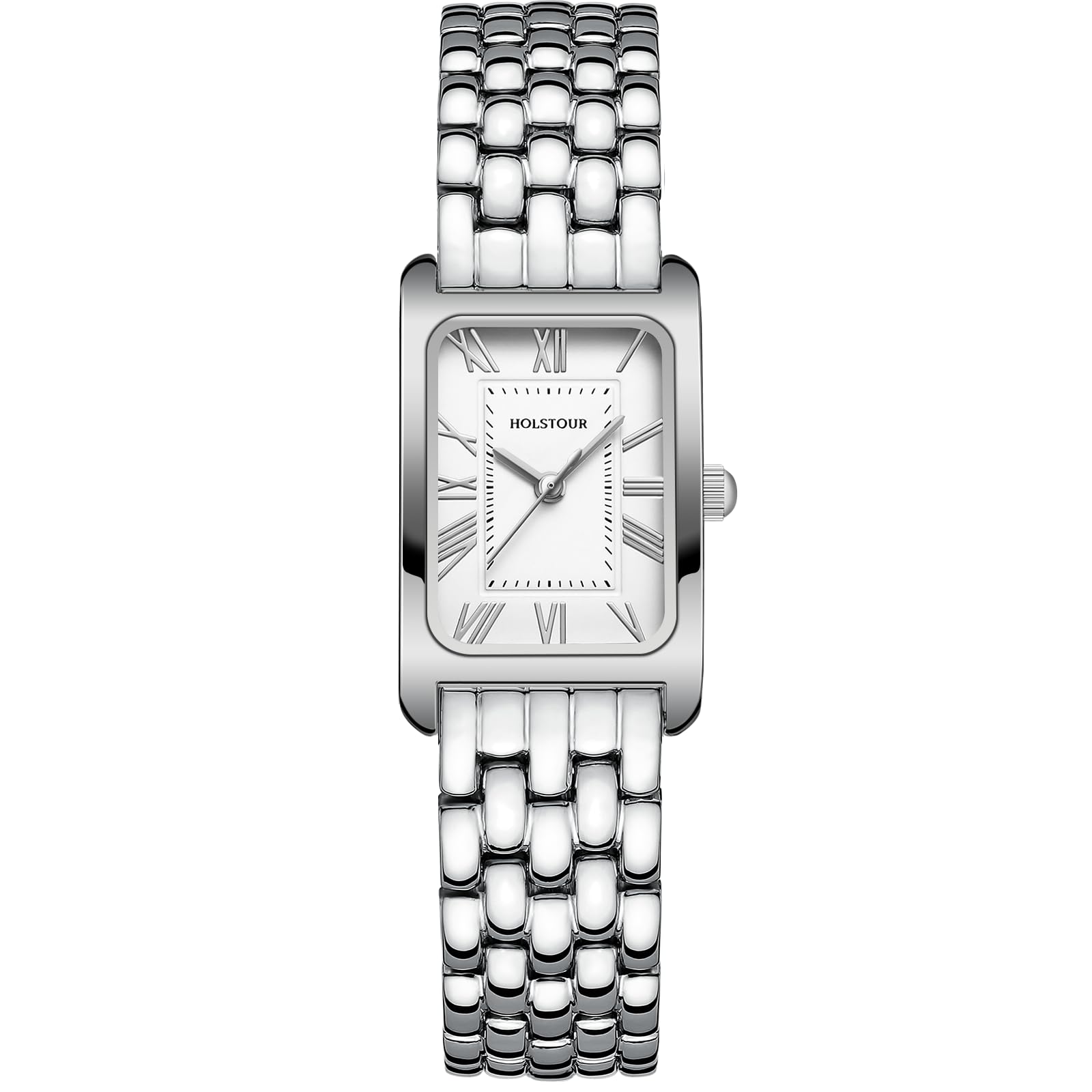 Watches for Women Vintage Bracelet Roman Dial Rectangular Case Gold Watch Waterproof with Tools Silver