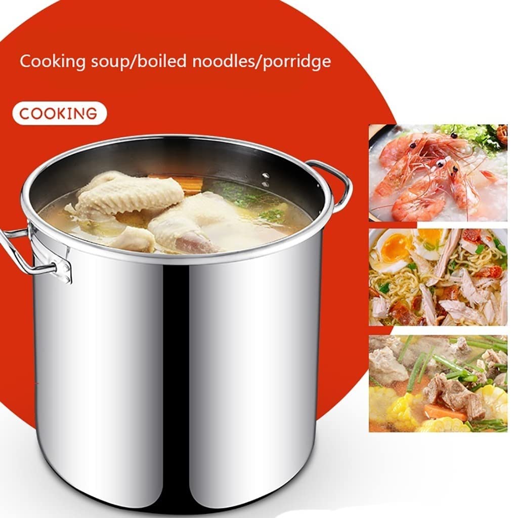 Generico Pentola in Acciaio Inossidabile con Coperchio - Pentola per zuppa Resistente da 8-55 Litri, pentola Profonda con Fondo Composito, Ideale per bollire, stufare e Cucinare pasti abbondanti