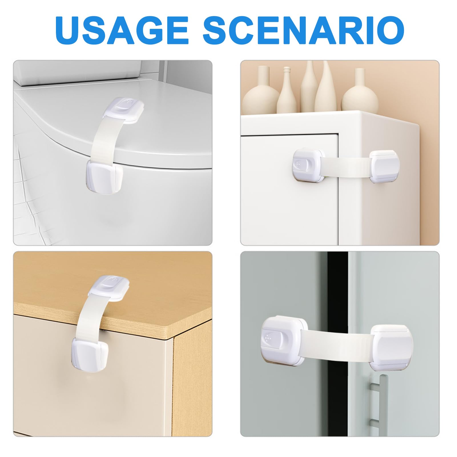 Bloque Porte Bébé Sécurité Placard Enfant avec Adhésif Fort, Fermeture Placard et Bloque Tiroir, Protection Durable Sans Perçage