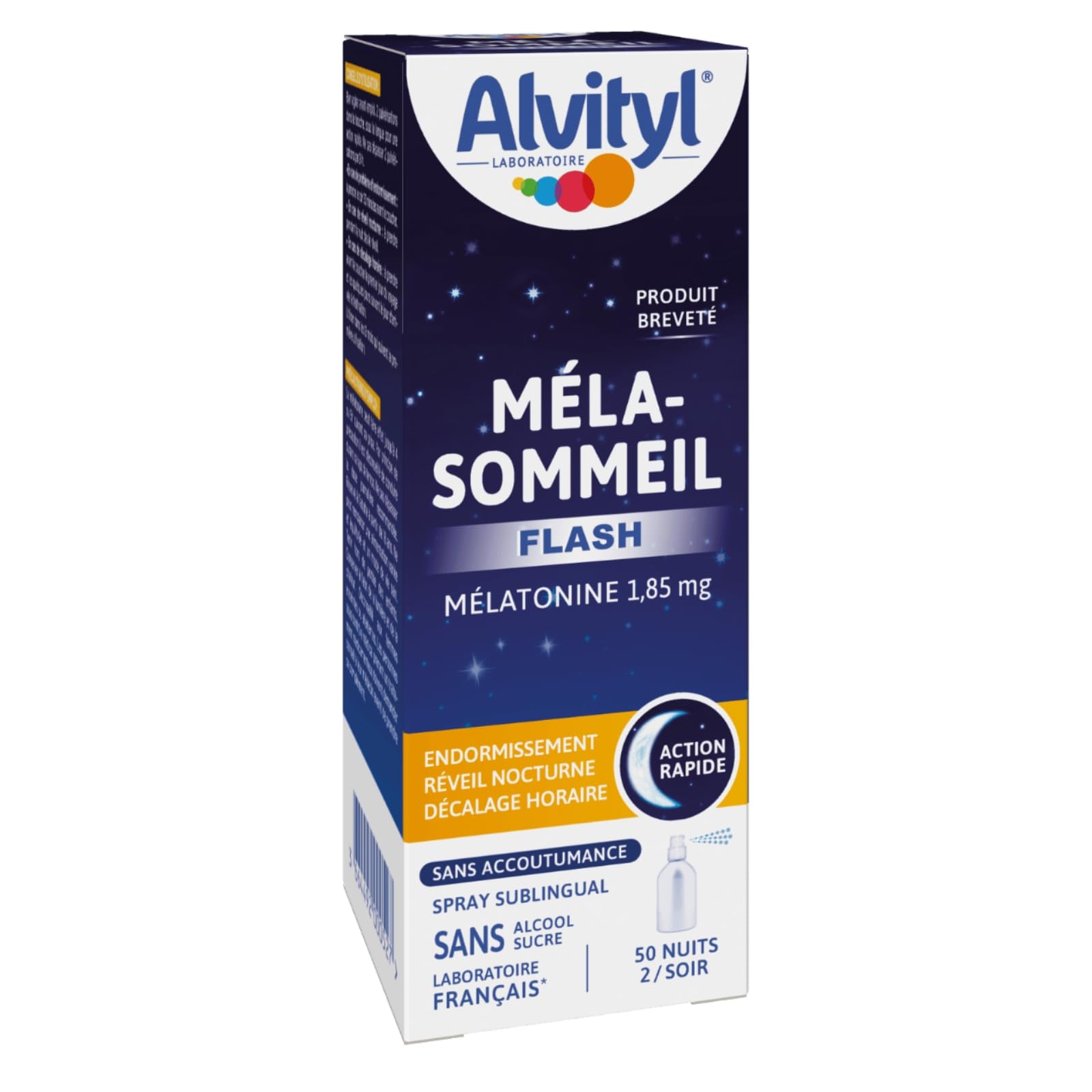 Alvityl Méla-sommeil Flash Spray sublingual pour adults en cas de réveil nocturne 1,85mg mélatonine