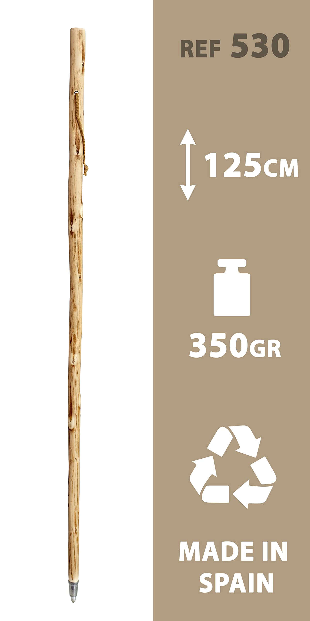 Krawędź do chodzenia po górach z drewna kasztanowego 125 cm, rozmiar L (530) 125 cm