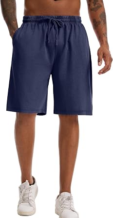 KEEPSHOWING Mens Acid Washed Sweat Shorts Athletic Cotton Blended Gym Elastic Waist Drawstring Pants