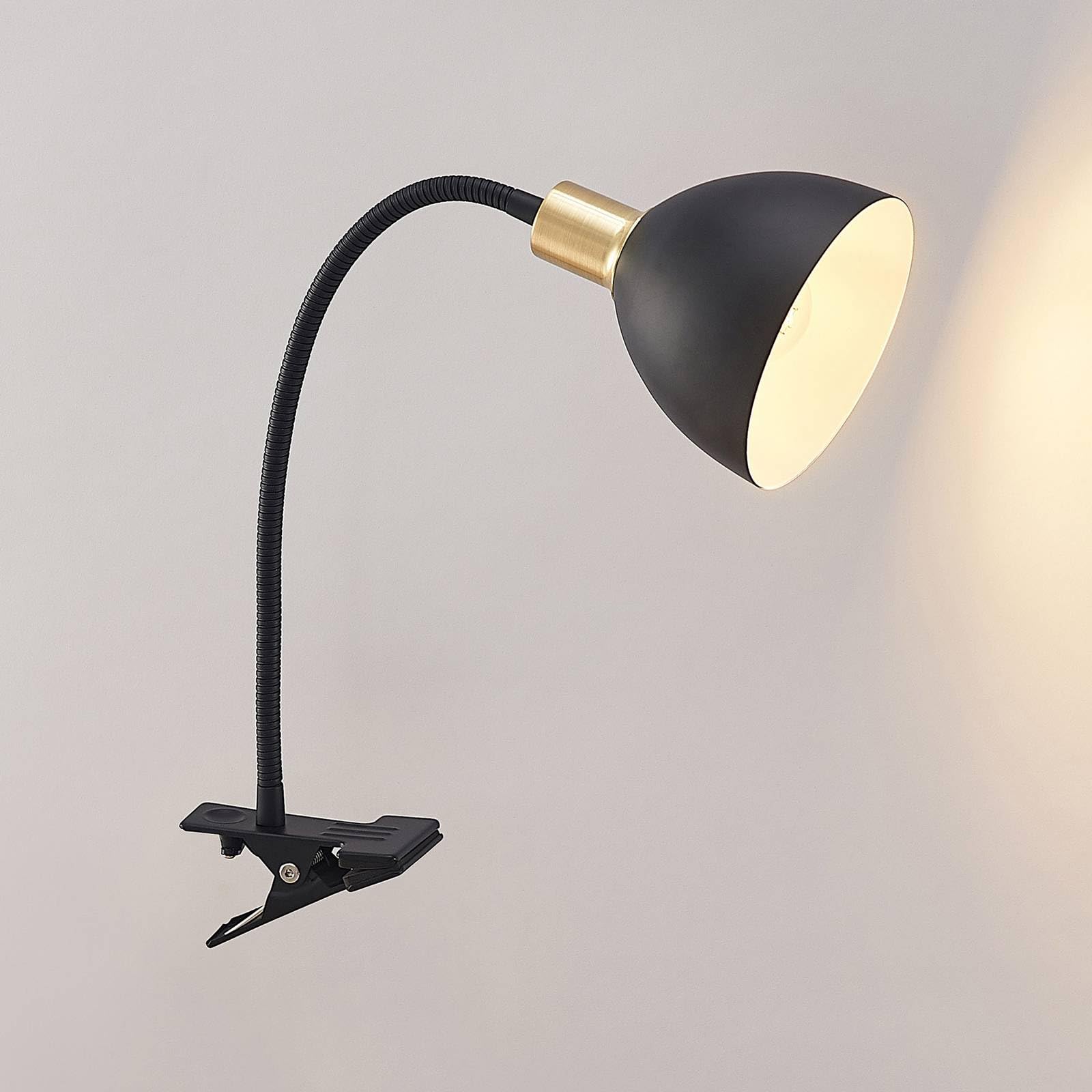 Lindby Lampe à pince Genora (Moderne) en Noir Métal e. a. pour Salon & Salle manger (1 lampe,à E14), poser lampe liseuse