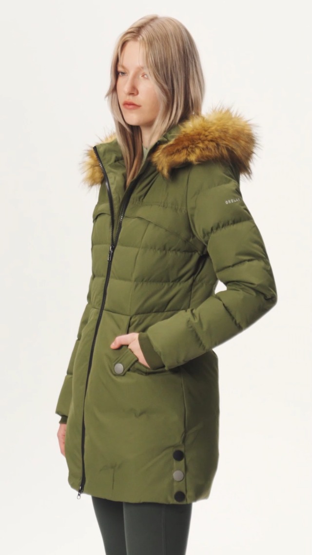 Amazon.com: Orolay Women's Down Jacket with Faux Fur Trim Hood Red