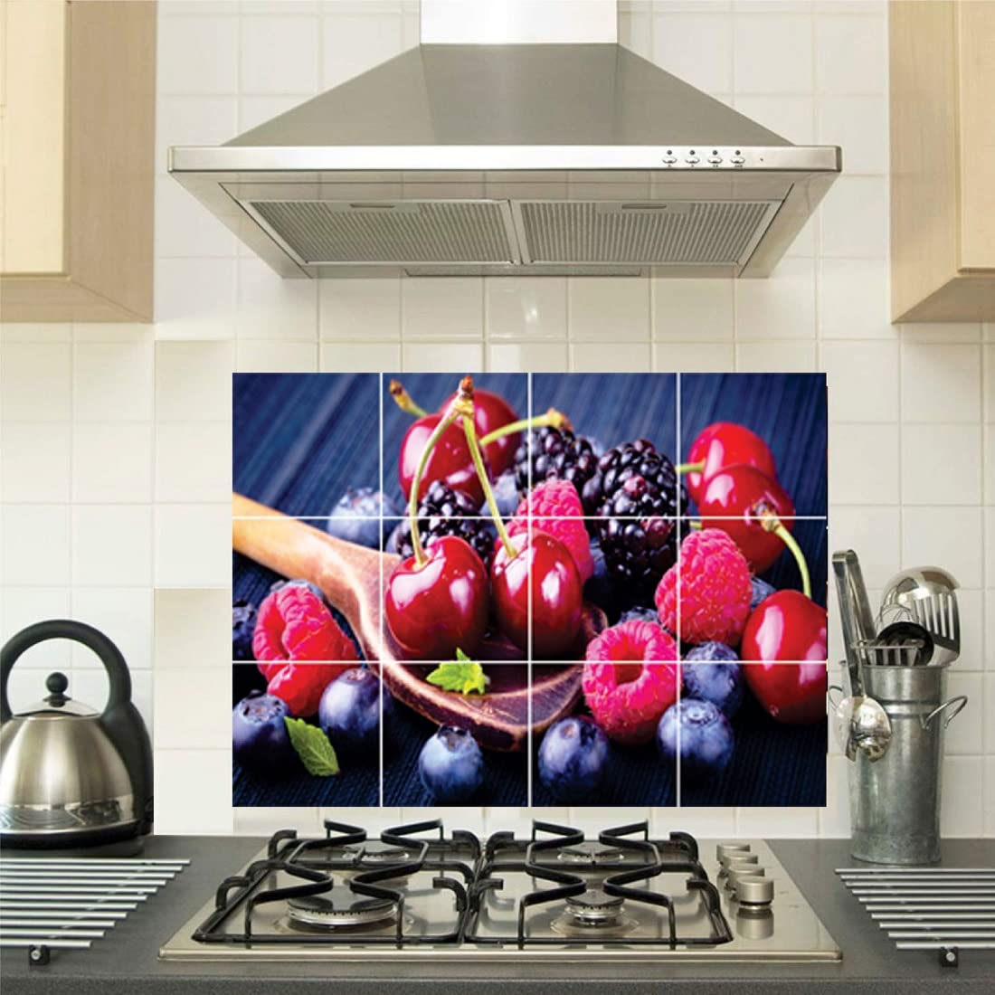 Techgifti Kitchen Abstract Themed Oil Proof u0026 Waterproof Peel u0026 Stick Heat  Resistant Vinyl Wall Stickers