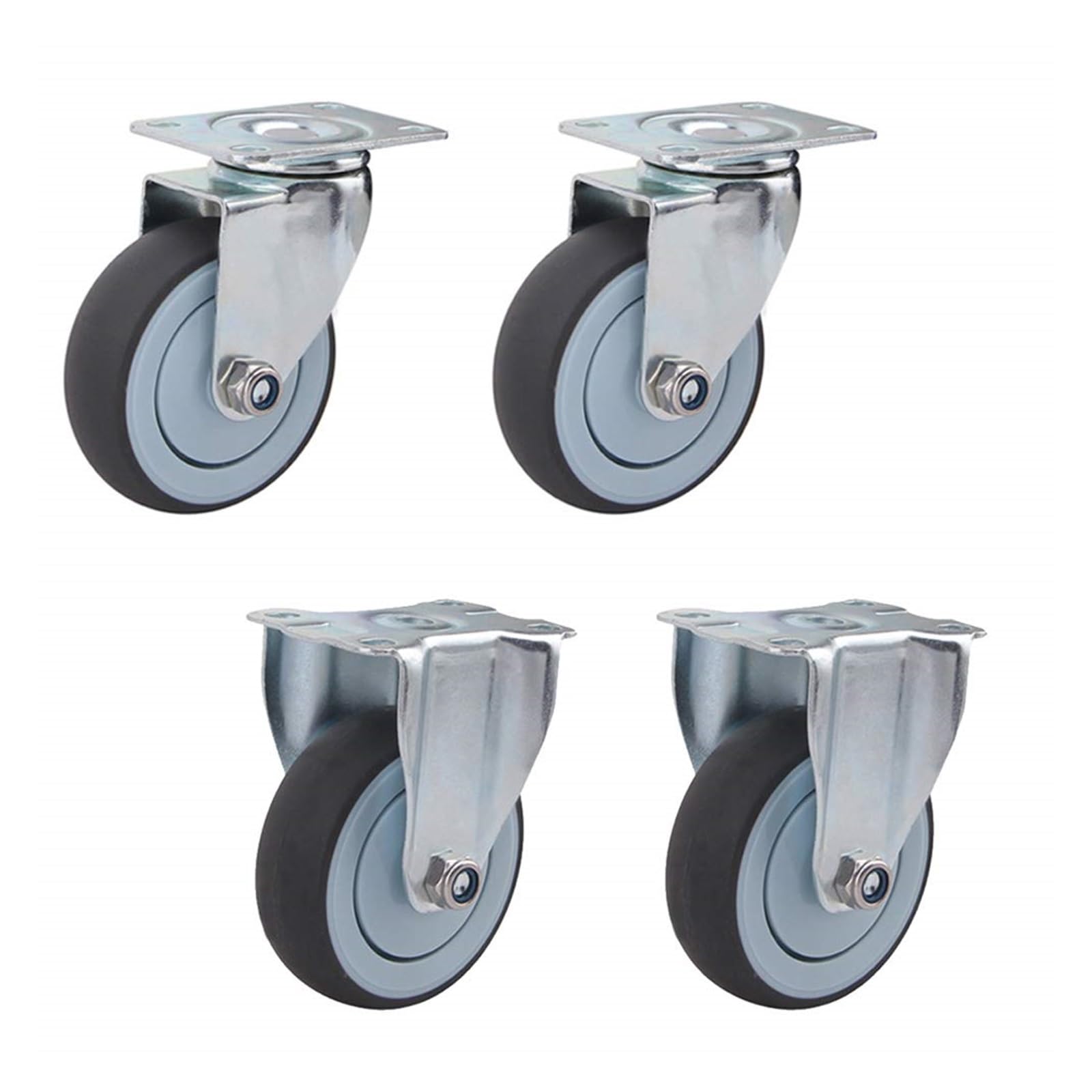 GYRAZXS 4pcs Heavy Duty Swivel Industrial Casters Wheels with Safety Dual Locking Wear Resistant and Mute Castor Wheels for Workbench