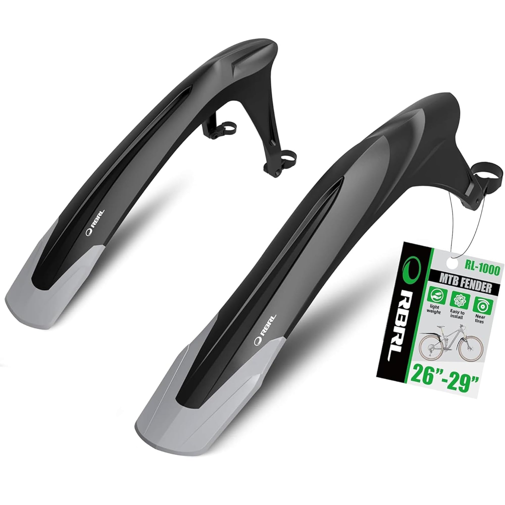 RBRL Bike Fender Set Adjustable MTB Mud Guard, Thicken and Widen Universal 26-29 inch Bicycle Fenders, Full-Suspension Bike/Ebike/Mountain Bike Fenders, Against Splashing Water and Dust