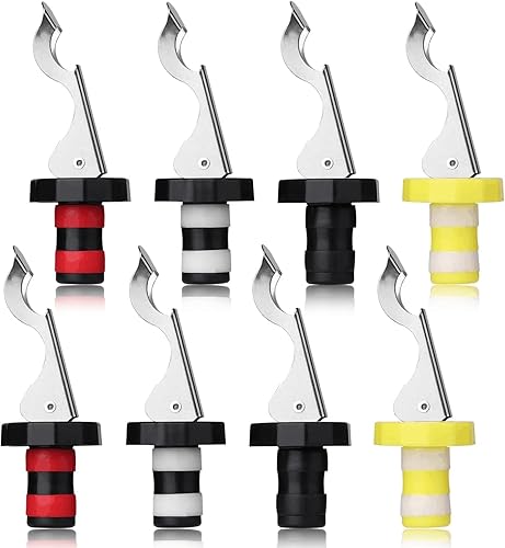 8 tapones de vino reutilizables, tapón de botella de vacío de silicona, tapón manual de botella de bebidas expansible, tapón hermético para botella
