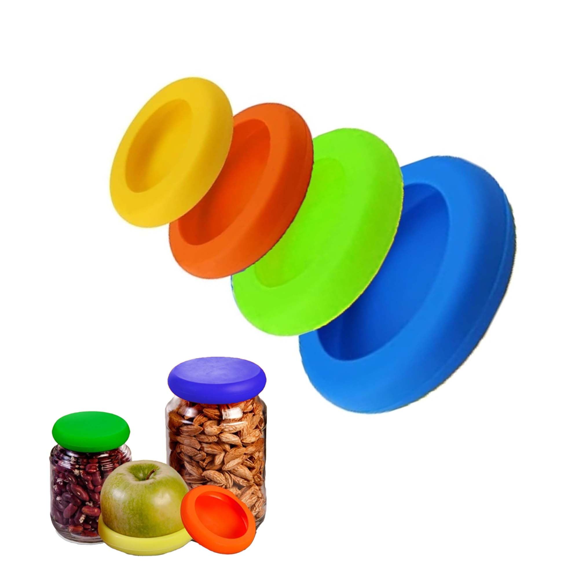 PCS Silicone Lids Food Covers,4 Different Sizes Yoghurt Pot Lids  Silicone,Thicker Reusable and Durable Silicone Stretch Lids Food Covers,for  Various - Main Image