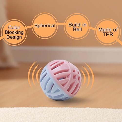 Miniatura 3 de Pelotas de juguete de goma para gatos con campana interior, juguetes interactivos de TPR suave para cachorros, perros y gatitos, bola de molienda de