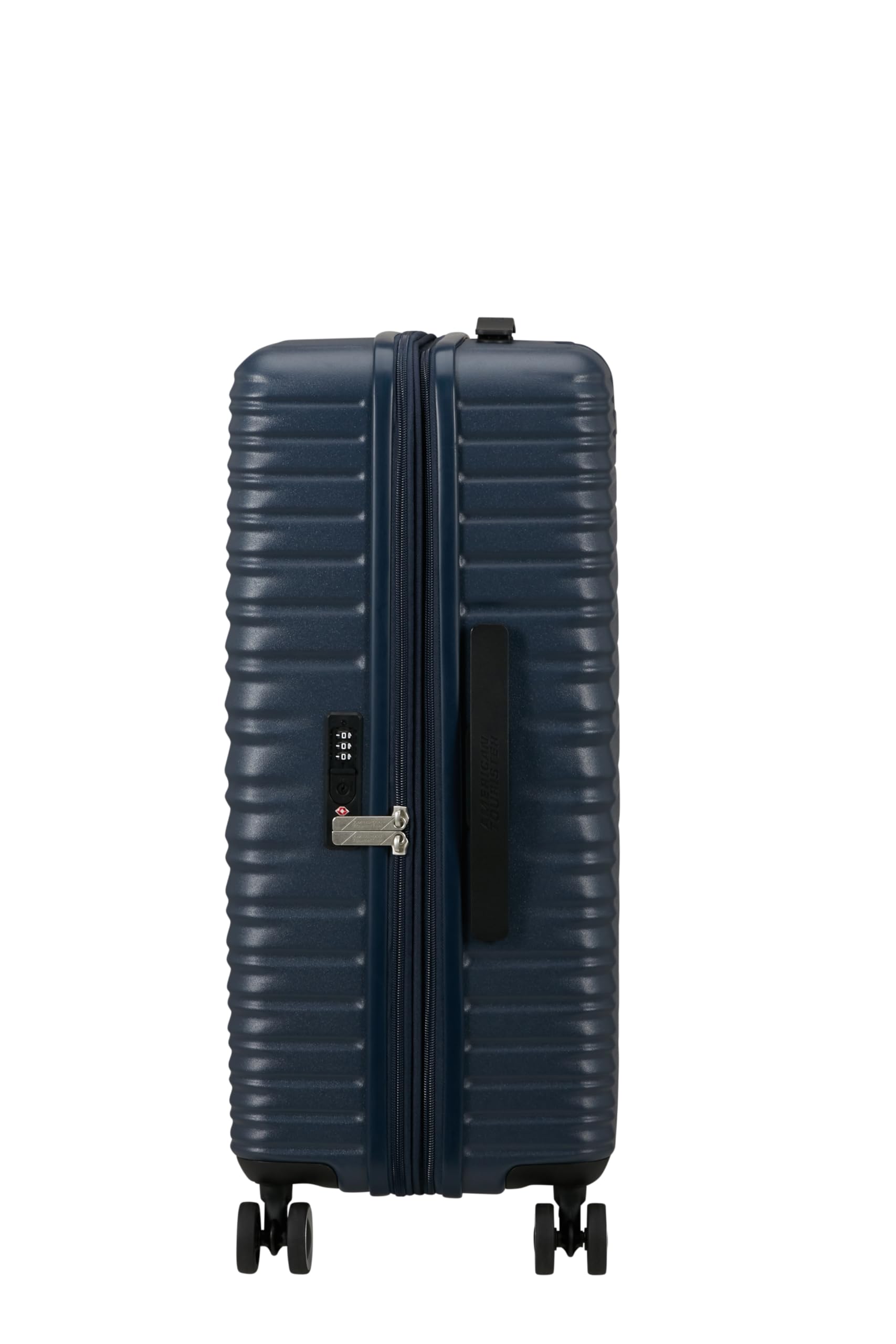 American Tourister Aerotech - Ensemble de 3 Bagages à Coque Rigide (Bagage à Main, Moyen, Grand) Ensemble de Chariot Extensible avec Serrure TSA - Bleu (Bleu Marine métallisé)
