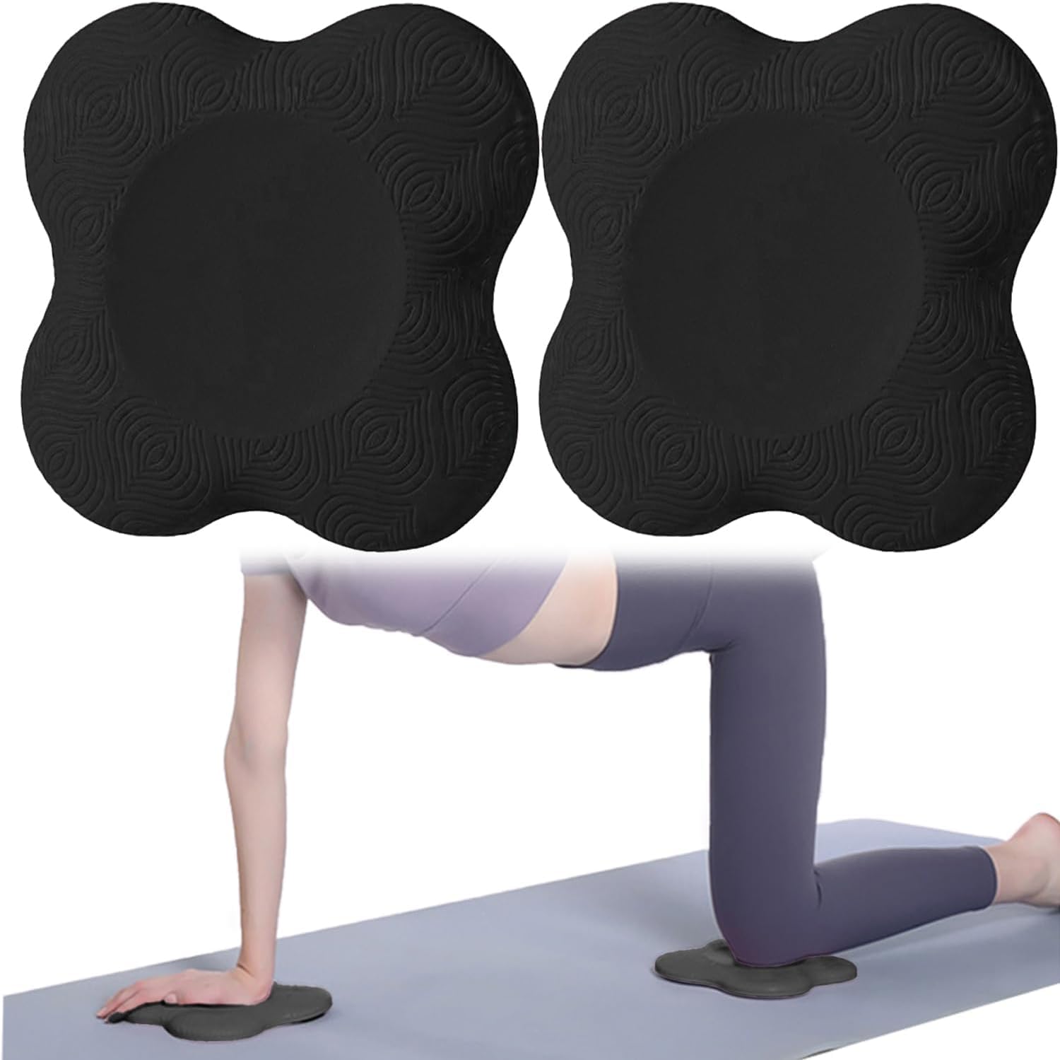 ZIOYANE 2pcs Knee Cushion Yoga Set, PU+TPE Non-Slip Protective Pads for Knees Elbows & Wrists During Yoga Pilates and Fitness Workouts