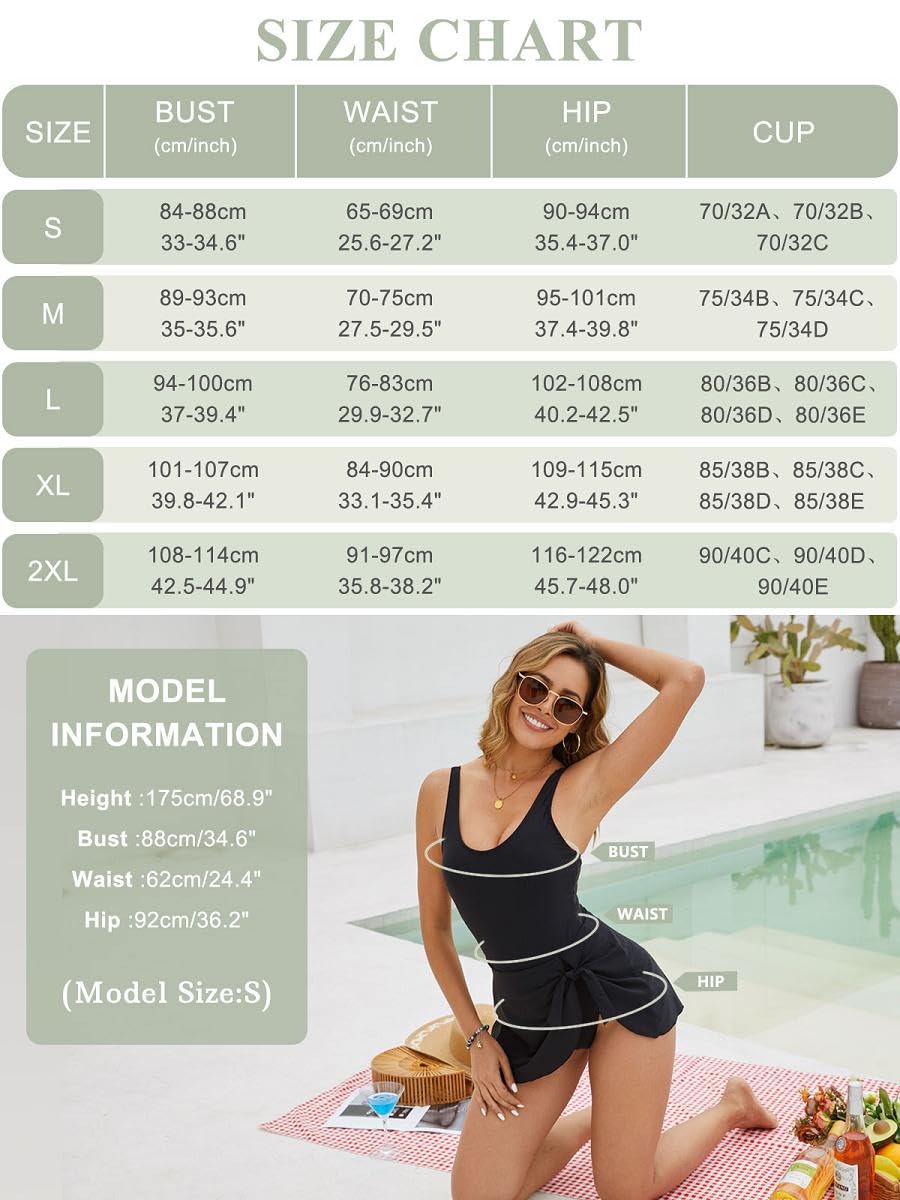Yutdeng Traje de Baño Mujer Reductor Bañador Vestido con Lazo Vientre Plano Bañador con Falda Push Up con Relleno Flor Ropa de Baño Una Pieza Tallas Grandes Bañadores Mujer Natacion