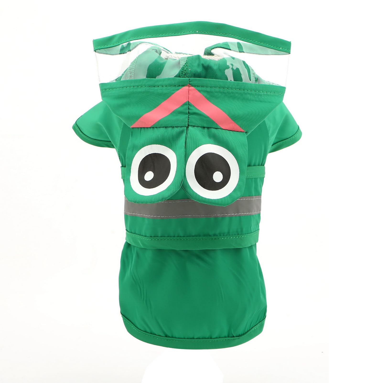 SMALLLEE_LUCKY_STORE Cute Frog Dog Raincoat with Clear Hood and Harness Hole Adjustable Waterproof Rain Jacket for Small Medium Large Dogs Boy Girl Reflective Pet Poncho