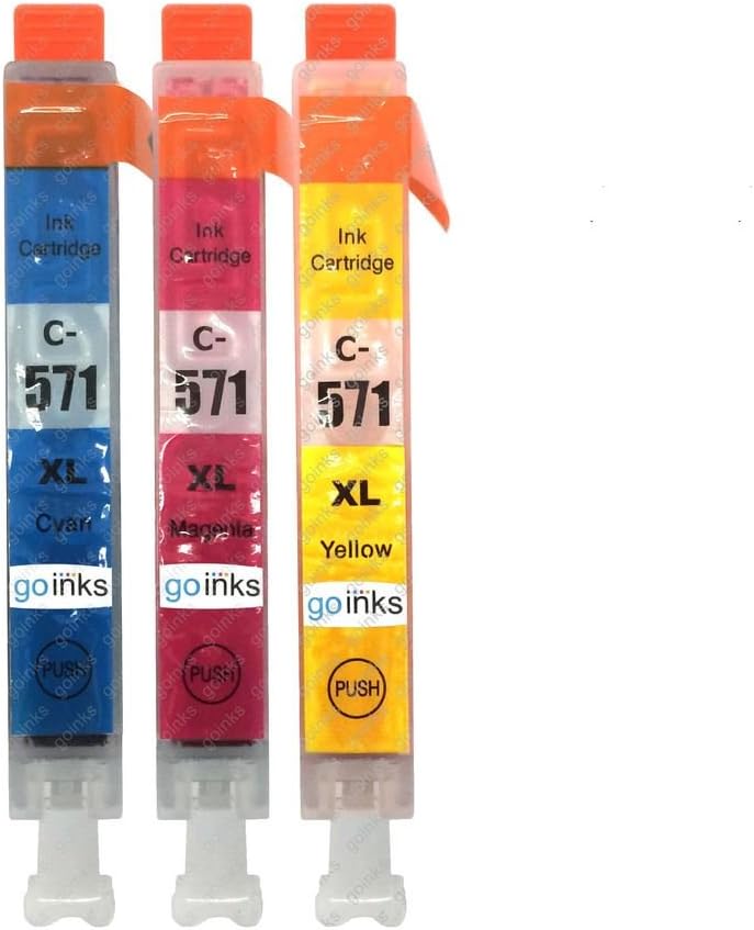 Go Inks® 1 C/M/Y Set of 3 Ink Cartridges to replce Canon CLI-571 Compatible/non-OEM for PIXMA Printers (3 Inks)