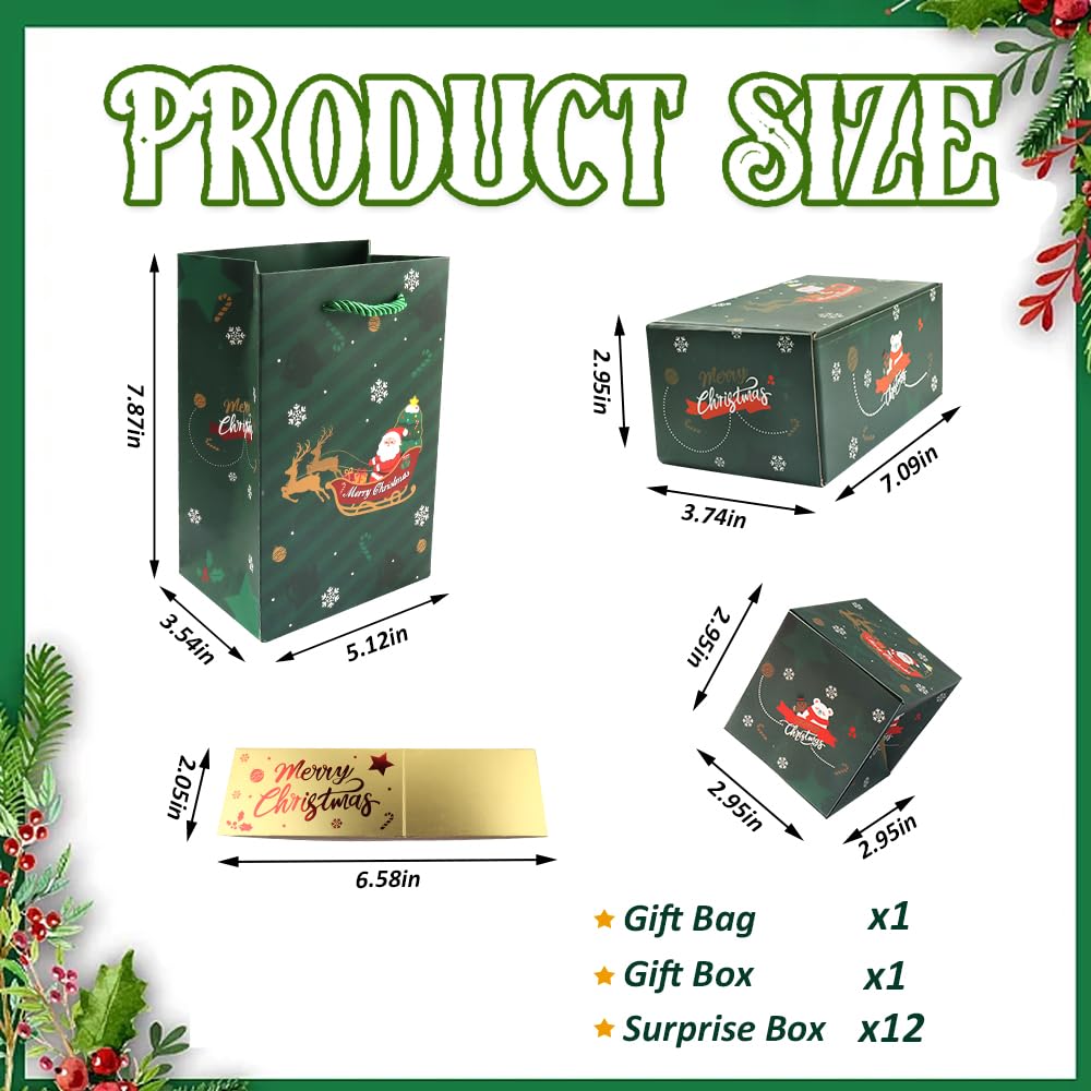 ABTOLS Christmas Surprise Box: Exploding Money Box, Green & Red Bouncing Envelope for Xmas, New Year, Birthday Parties