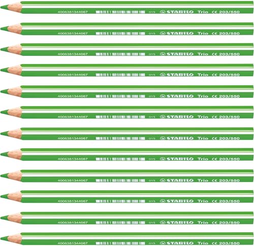 STABILO - Matita colorata triangolare - Trio thick | Confezione da 12, Giallo Verde