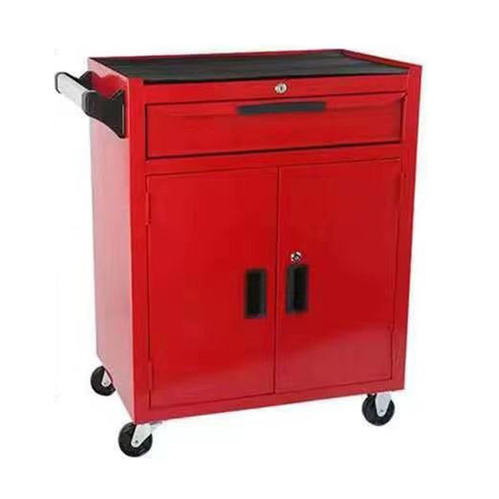 Tool Cart,Metal Service Cart with Lockable Wheels,3 Tier Tool Storage Organizer 661lbs Load Capacity with Drawer for Garage Warehouse and Repair Shop (Color : Red)